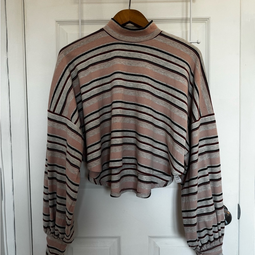 Free People Striped Long Sleeve Top - Pink and Black